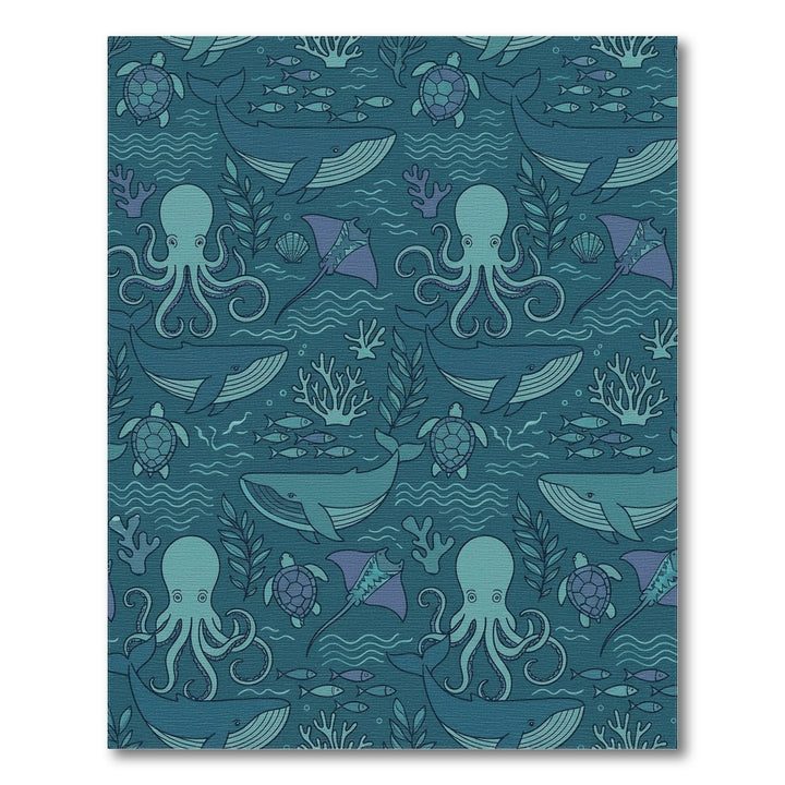 Deep Blue Ocean Marine Life Collection Rug