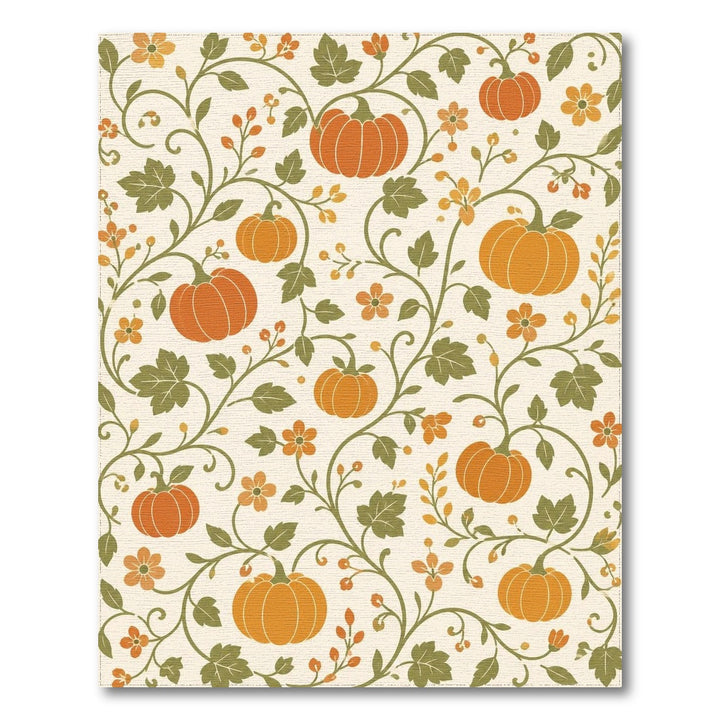 Fruit Pattern Pumpkin Orange Pumpkin Vine Area Rug