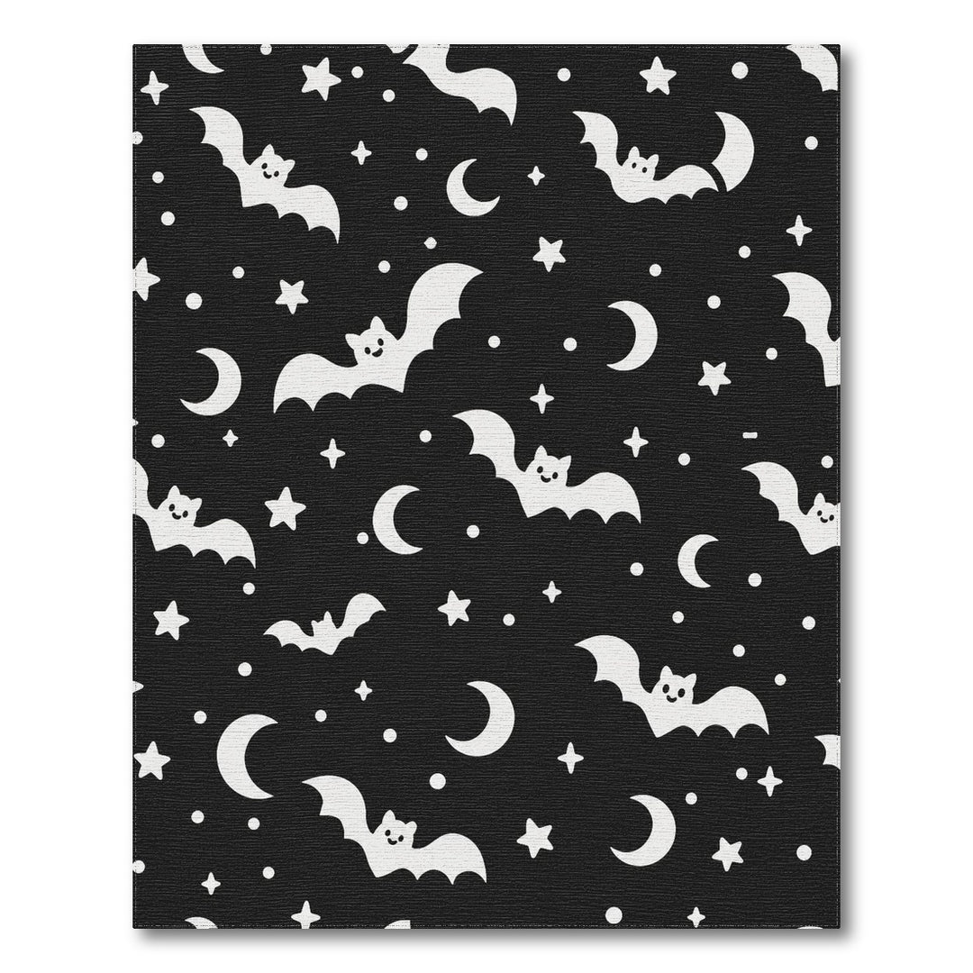 Black White Bat Kids Area Rug