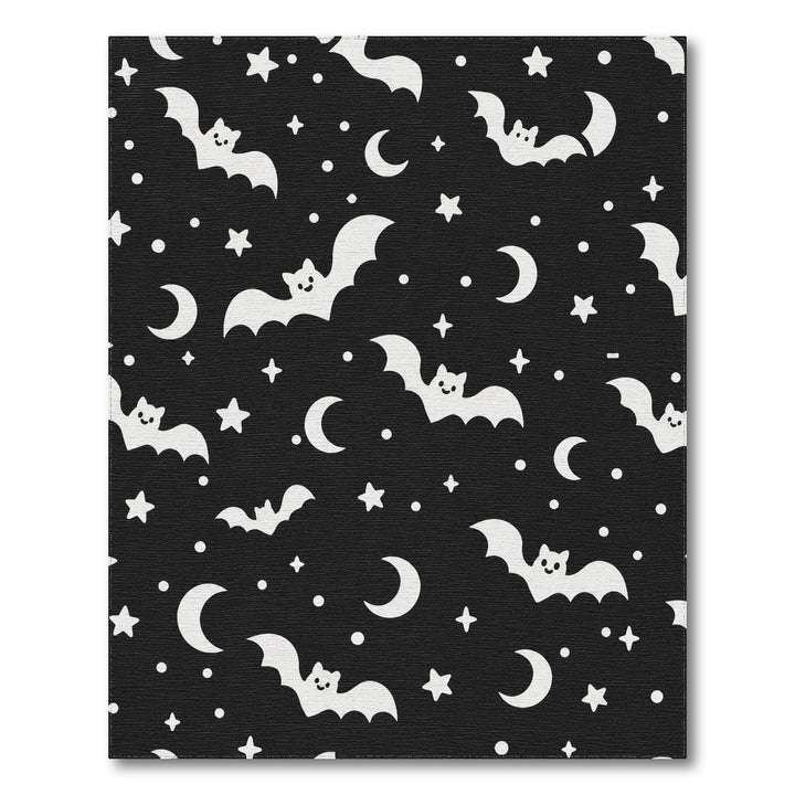 Black White Bat Kids Area Rug