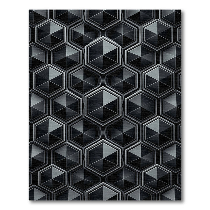 Modern Gray Hexagonal Deep Relief Rug