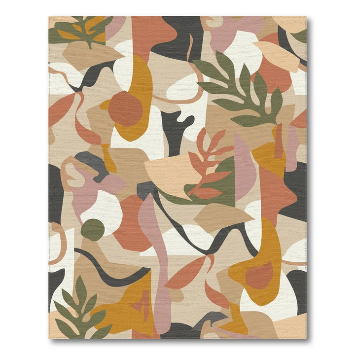 Earthy Abstract Organic Shapes Foliage Rug
