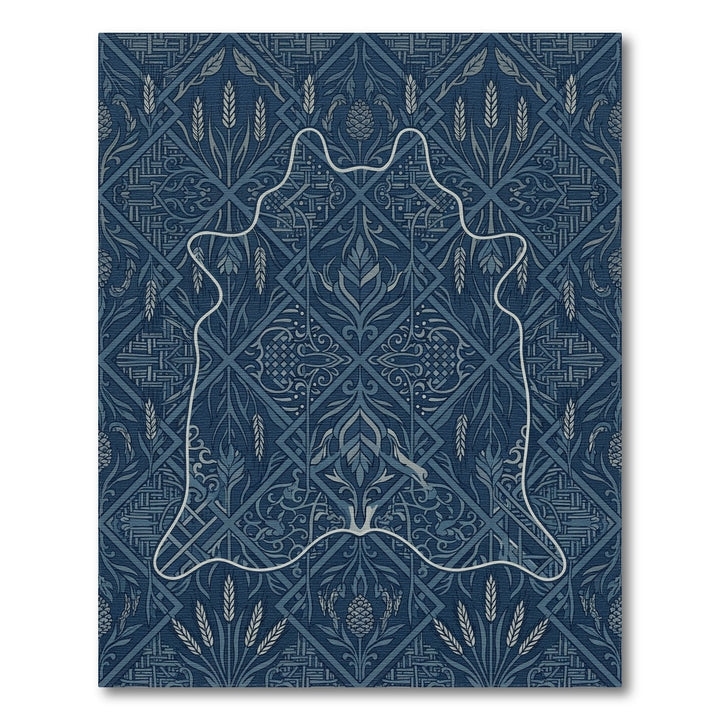 Indigo Ornamental Figure Yoga Rug