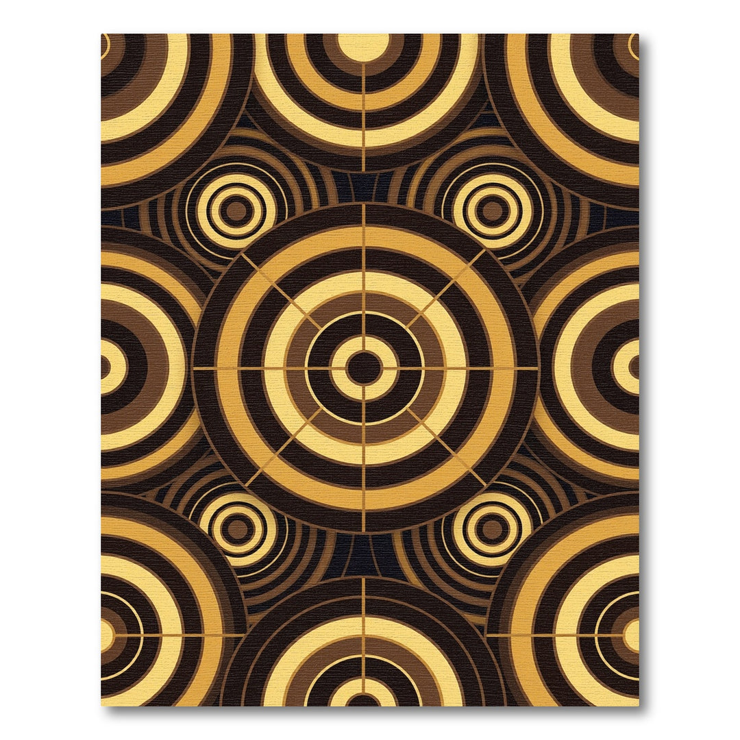 Retro Gold Brown Concentric Circles Rug