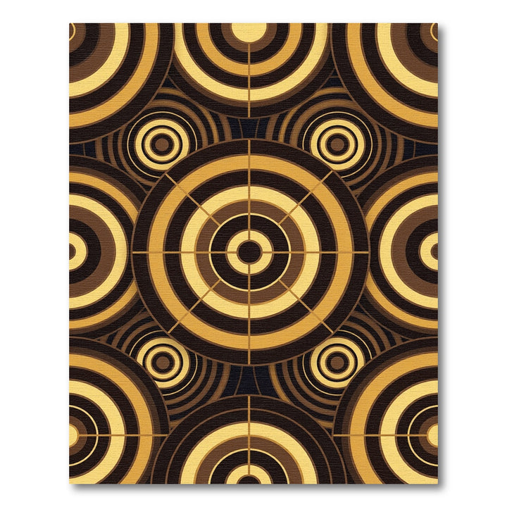 Retro Gold Brown Concentric Circles Rug
