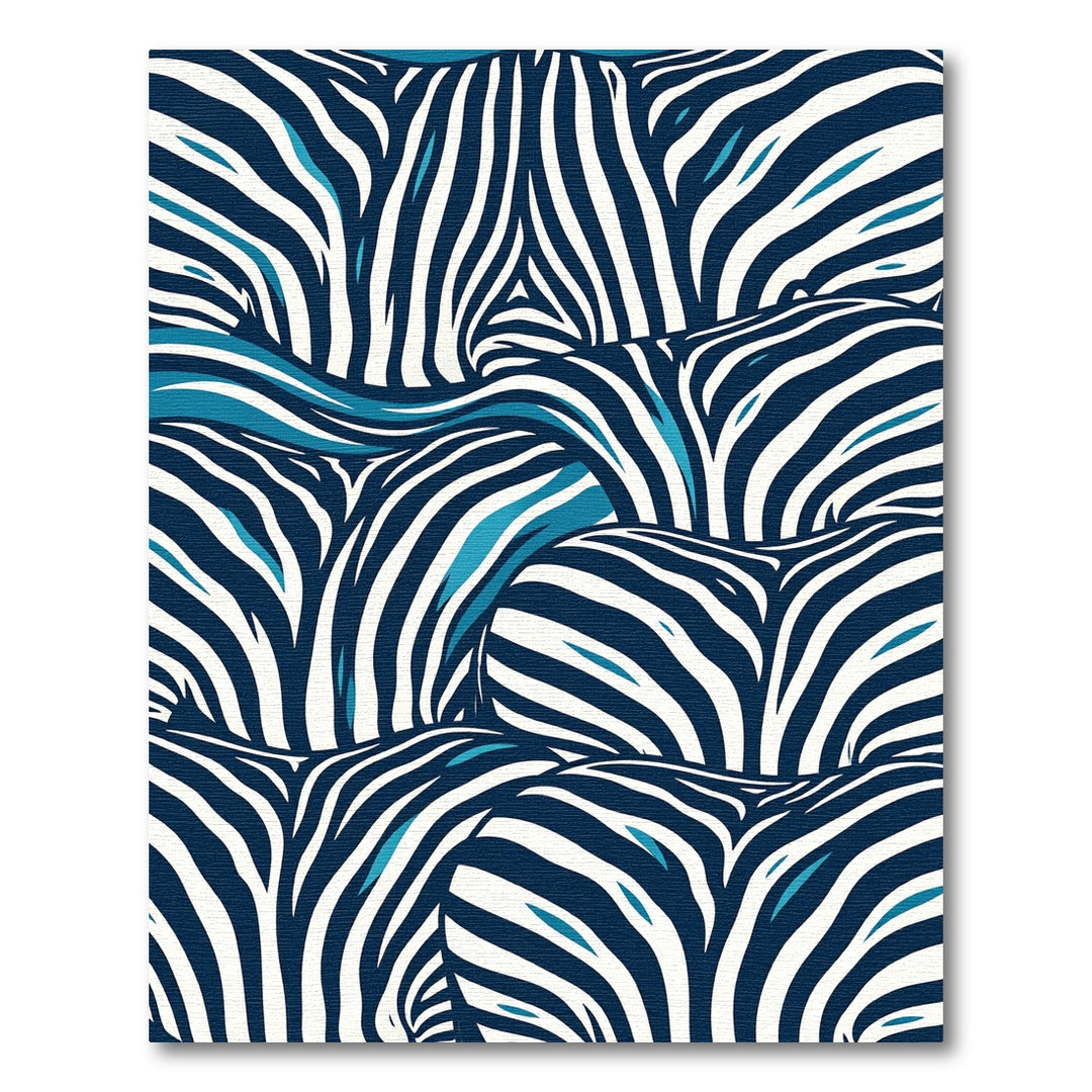 Navy Blue White Zebra Stripes Rug