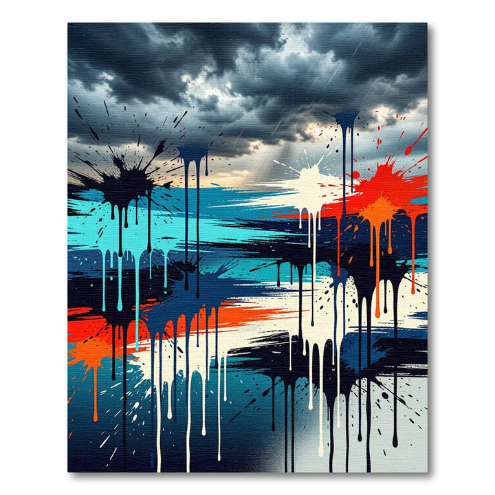 Crimson Ocean Drip Splash Abstract Rug