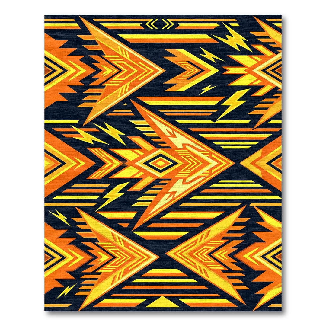 Bold Orange Yellow Geometric Jagged Rug