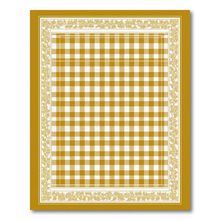 Yellow Gingham Checkered Rug with Floral Border