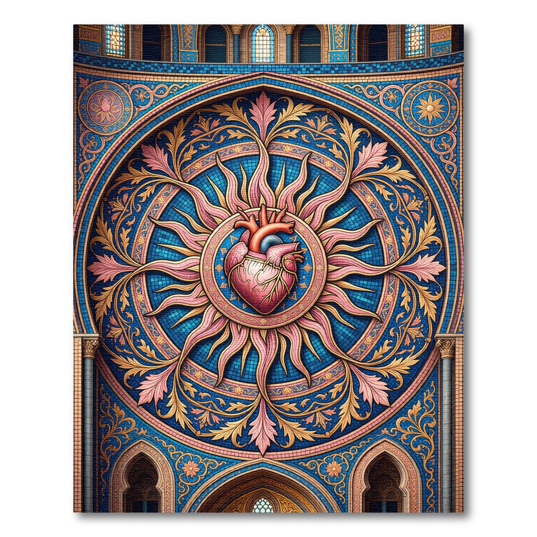 Radiant Heart Blue Gold Floral Rug