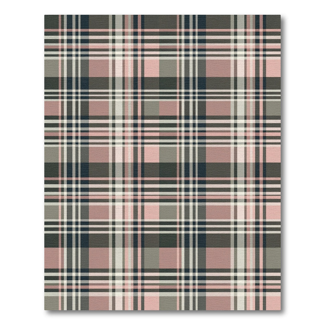 Dusty Rose Tan Plaid Grid Rug