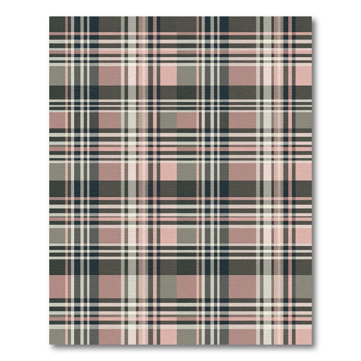 Dusty Rose Tan Plaid Grid Rug