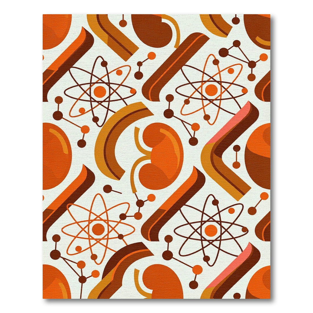 Retro Atomic Swirl Orange Kidneys Rug