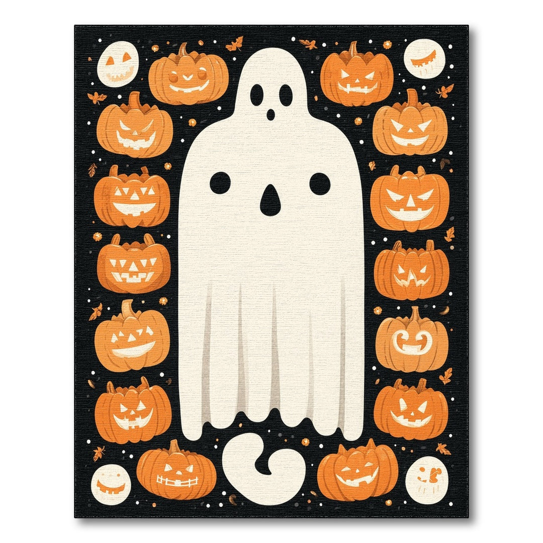 Ghost and Pumpkins Halloween Washable Area Rug
