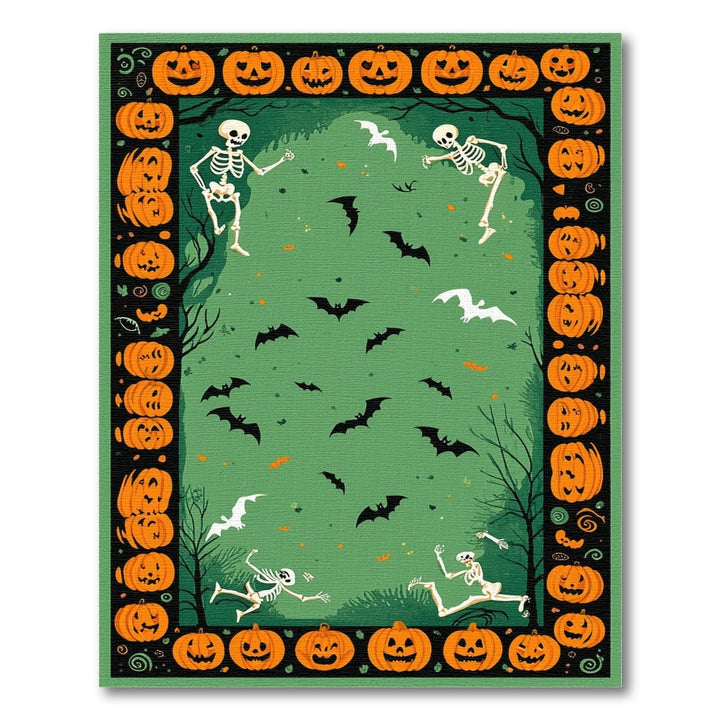 Halloween Skeletons Pumpkins Area Rug