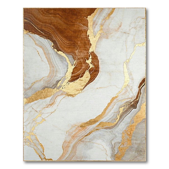 Brown Marble Gold Abstract Area Rug