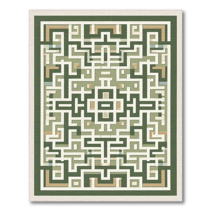Geometric Modern Green Geometric Maze Area Rug