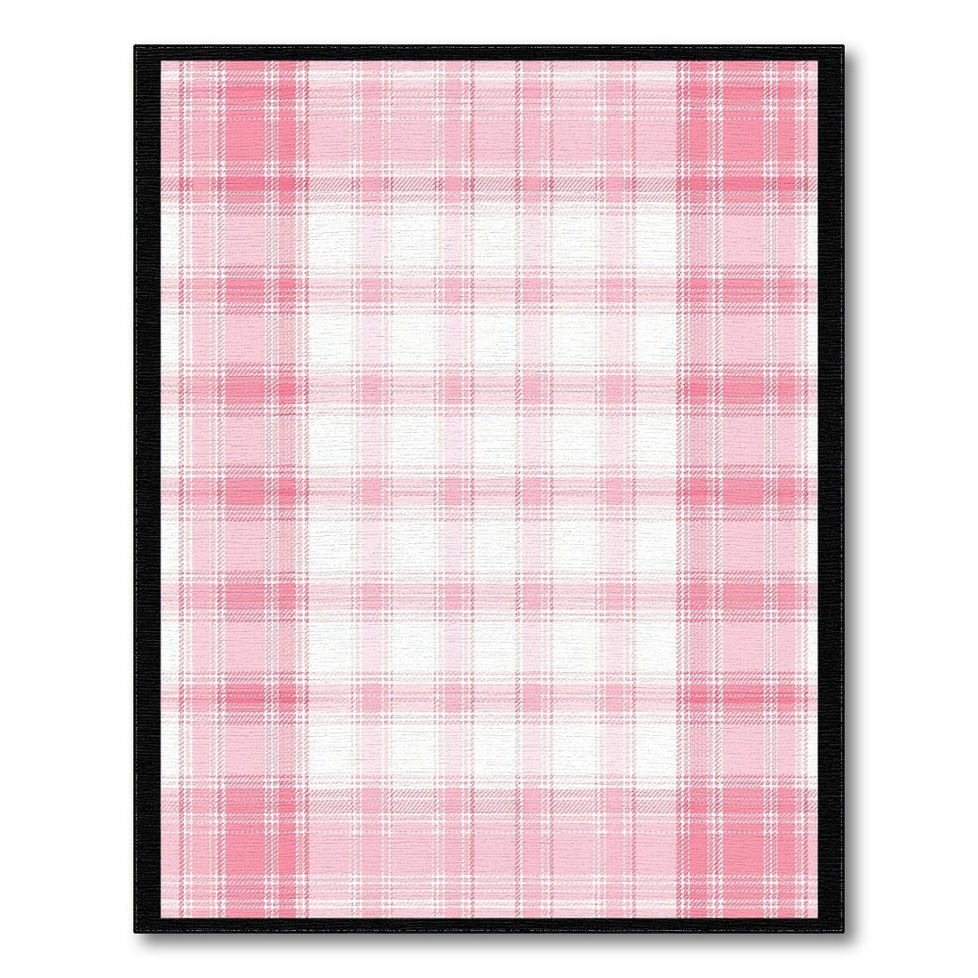 Pink Plaid Washable Pink Area Rug
