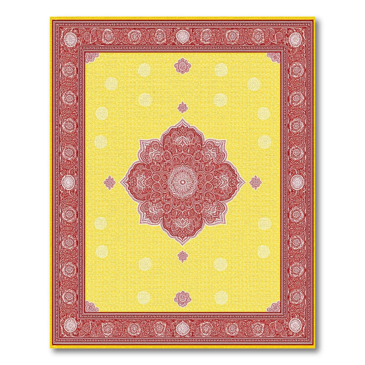 Yellow Red Mandala Floral Area Rug