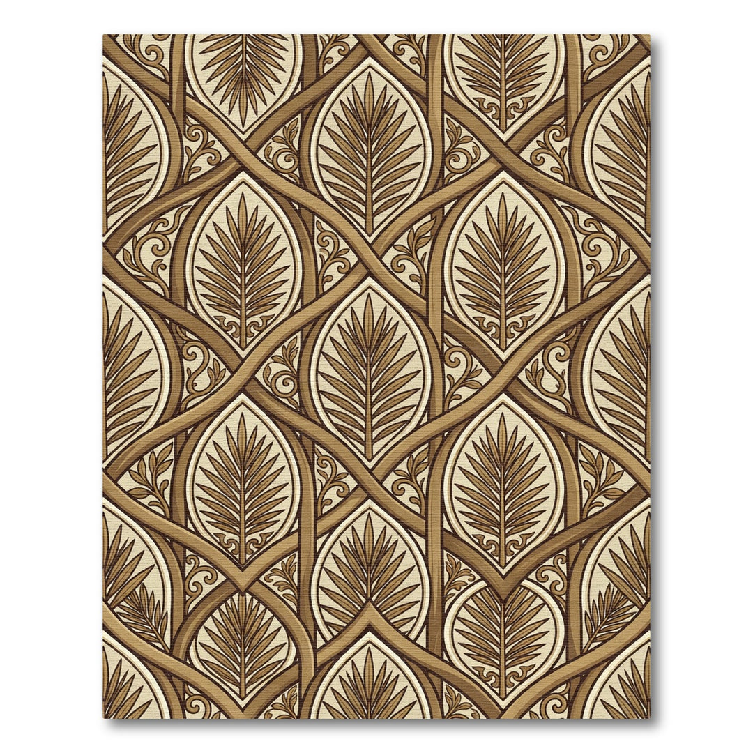 Brown Leaf Medallion Arabesque Rug