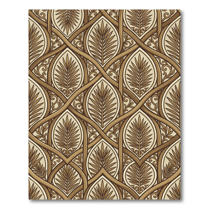 Brown Leaf Medallion Arabesque Rug