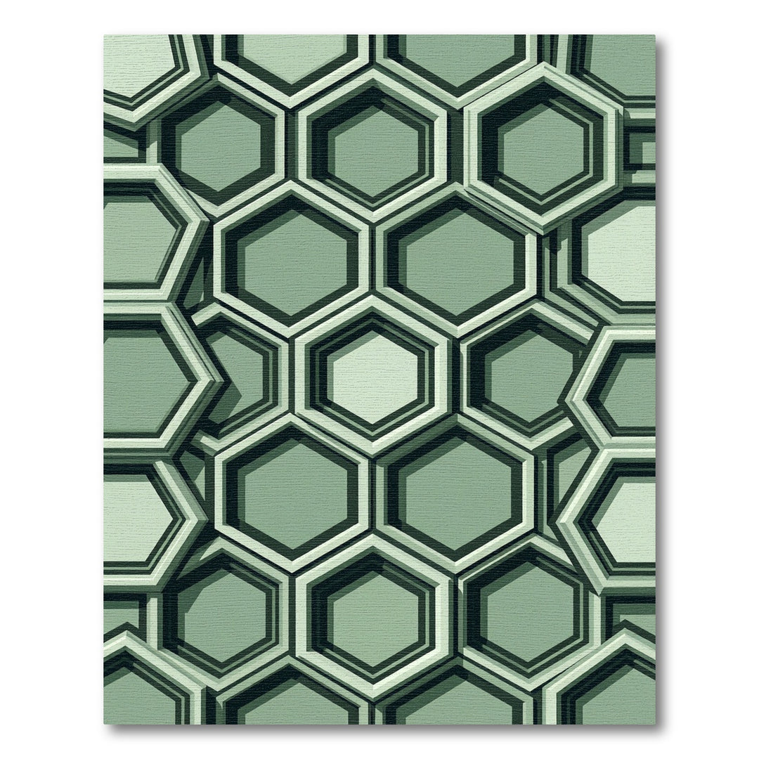 Sage Green Geometric Hexagon Tessellation Rug