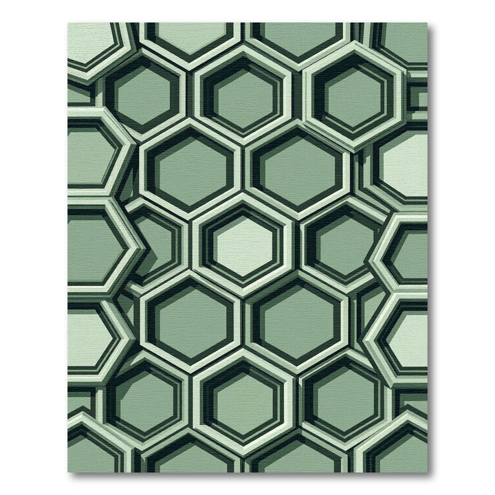 Sage Green Geometric Hexagon Tessellation Rug