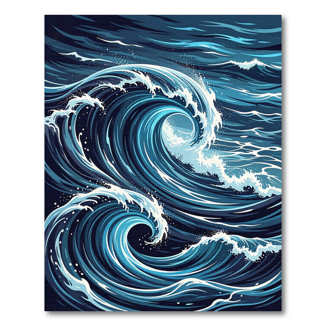 Deep Blue Ocean Swirls Rug