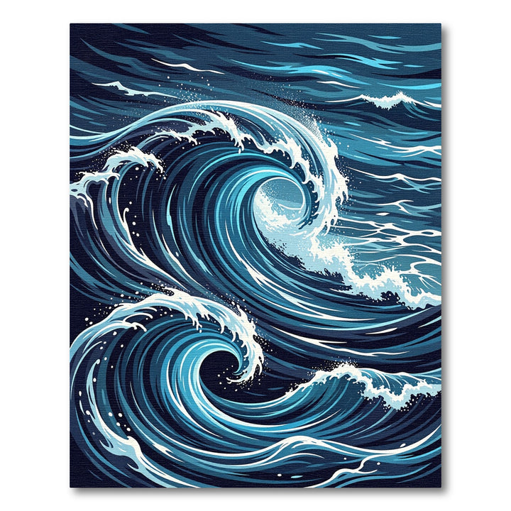 Deep Blue Ocean Swirls Rug