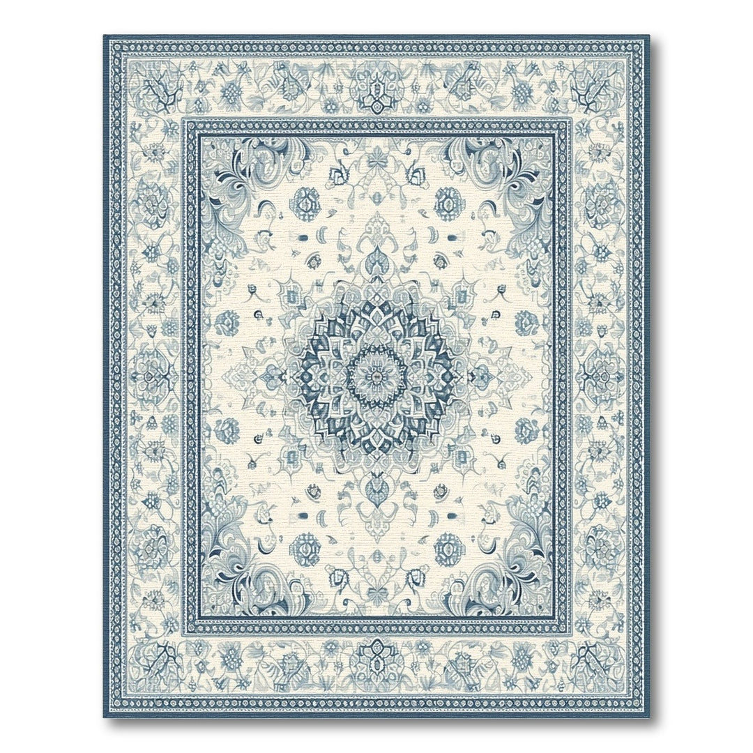 Traditional Persian Blue Floral Persian Medallion Area Rug