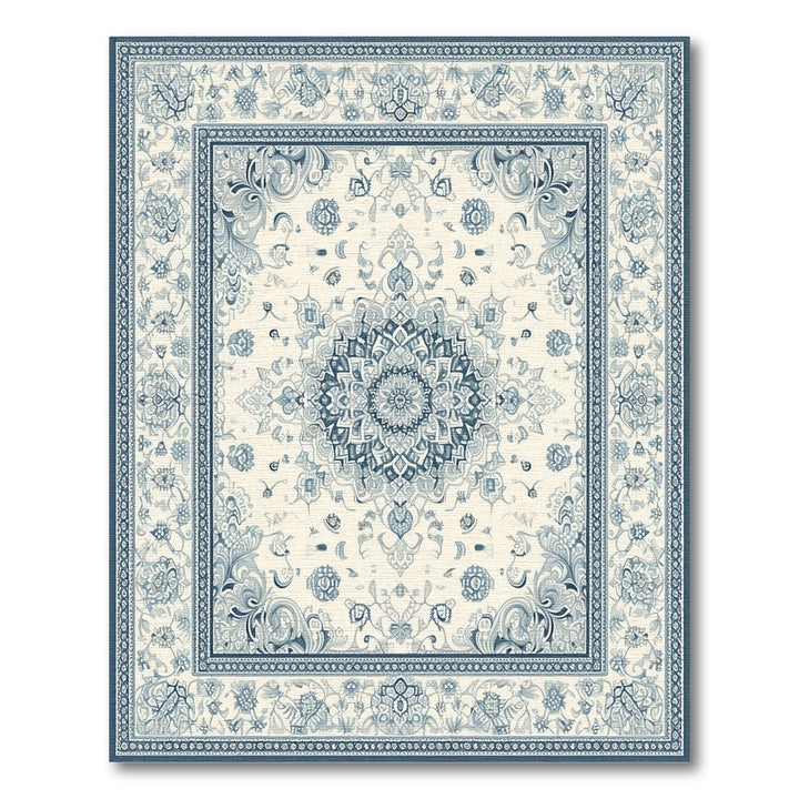 Traditional Persian Blue Floral Persian Medallion Area Rug