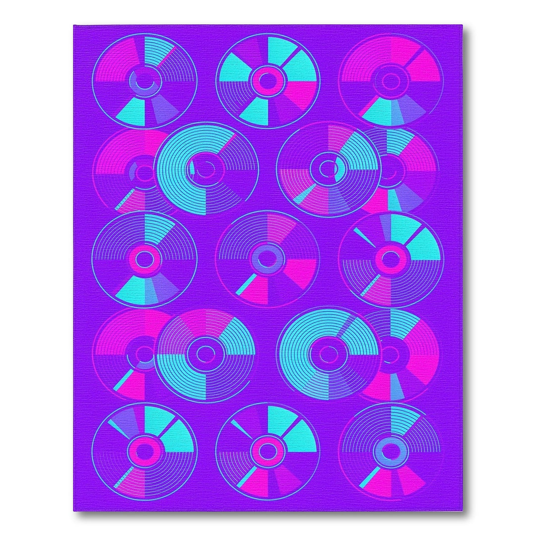 Purple Vinyl Record Geometric Area Rug