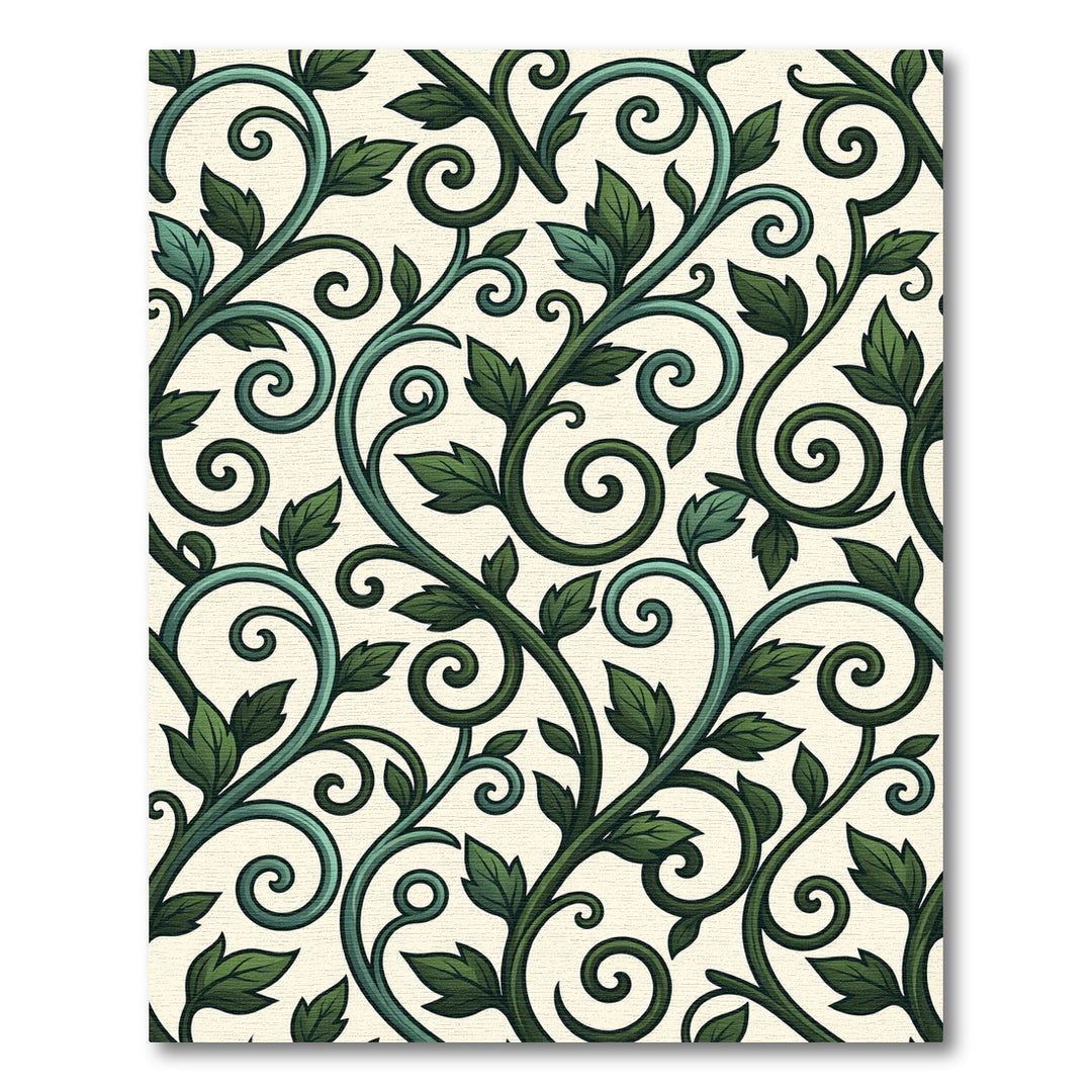 Emerald Green Swirling Vine Art Rug
