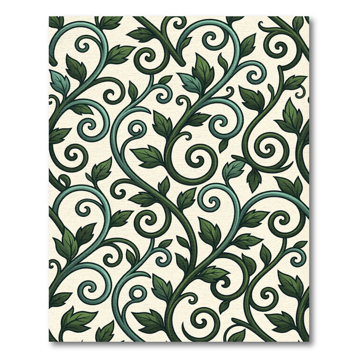 Emerald Green Swirling Vine Art Rug