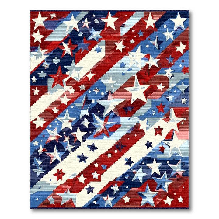Multi-color and Patterns Distressed Patriotic Stars and Stripes Area Rug