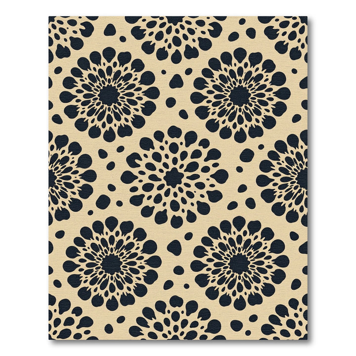 Dark Floral Burst Beige Rug