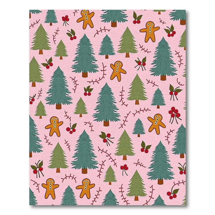 Pink Festive Holiday Trees Gingerbread Cookies Rug