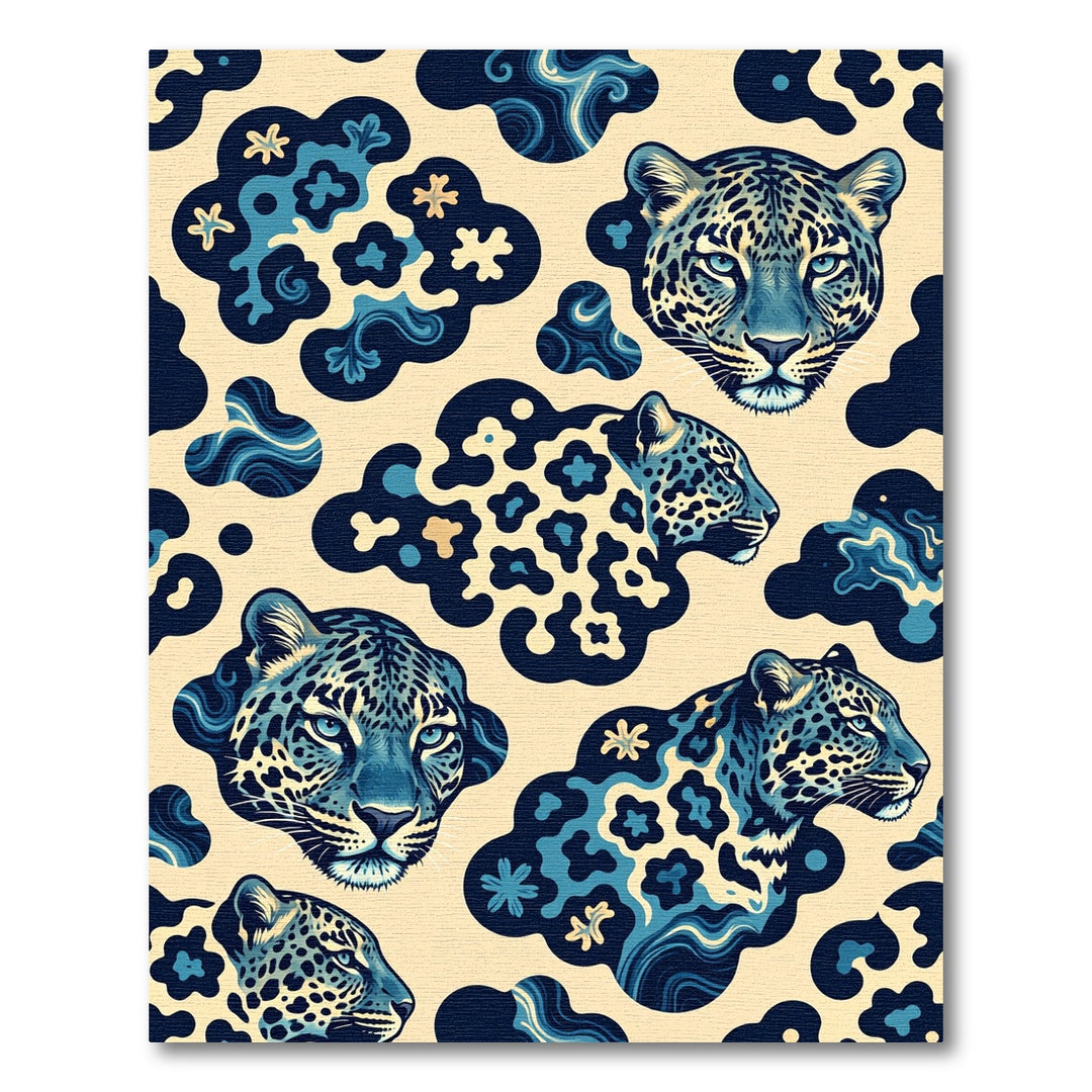 Blue Leopard Spots Abstract Cloud Rug