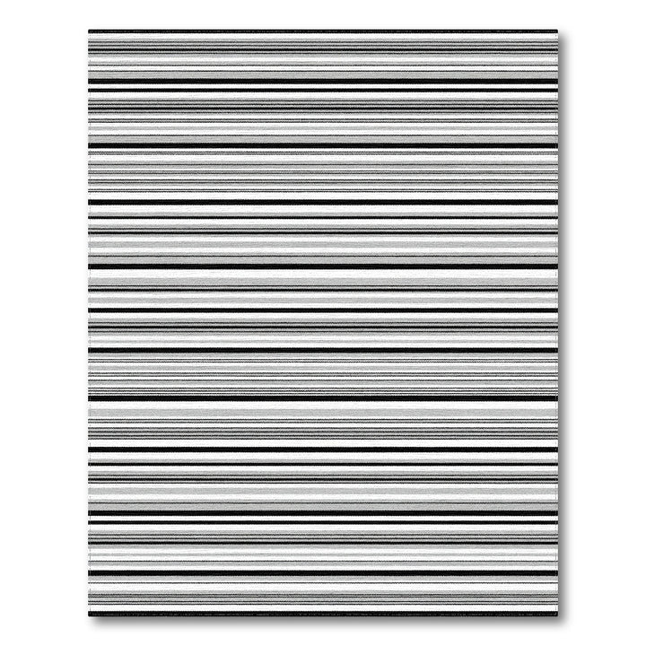 Black White Horizontal Stripe Geometric Area Rug