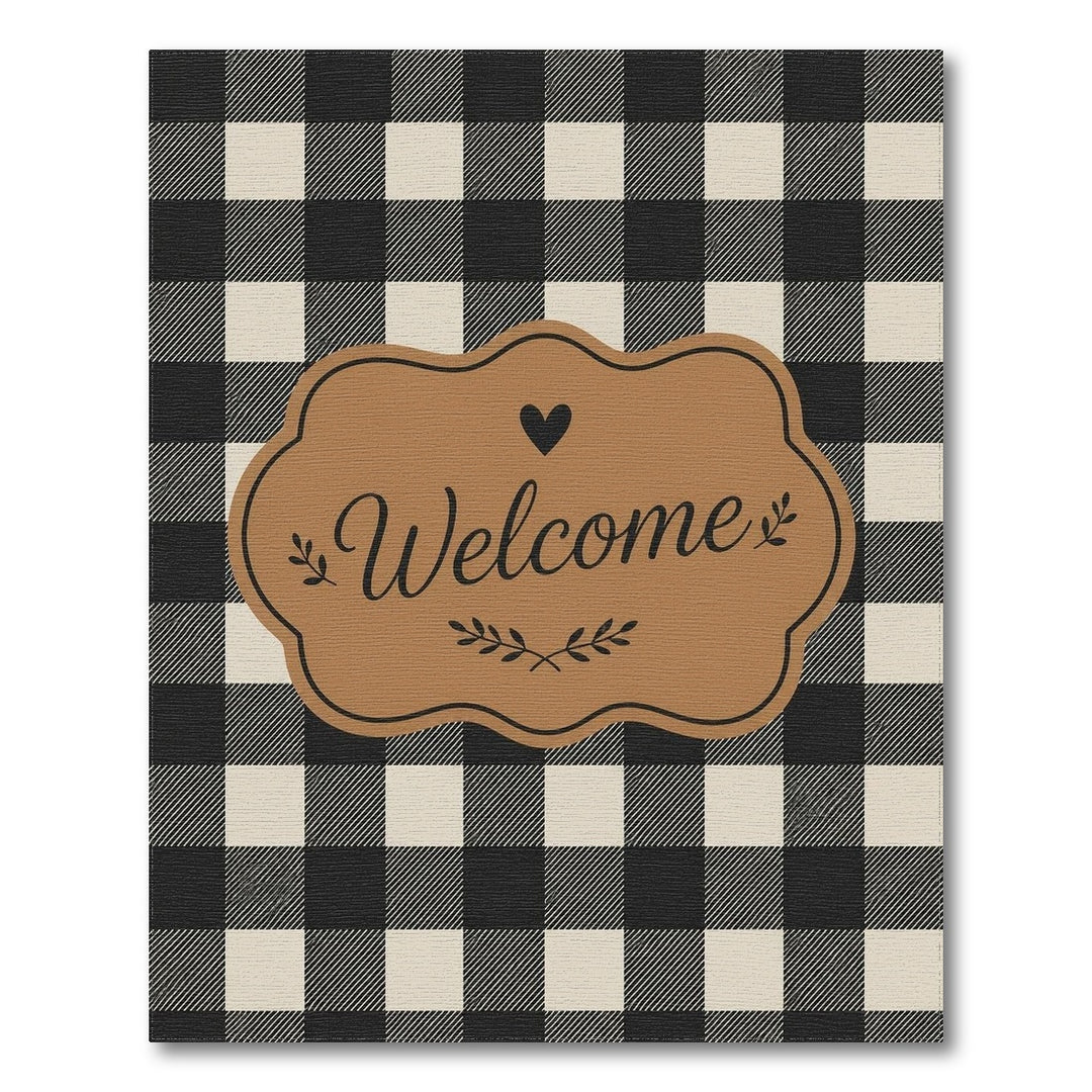 Black White Checkered Welcome Area Rug