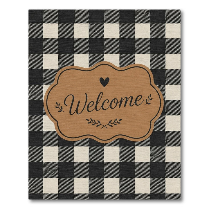 Black White Checkered Welcome Area Rug