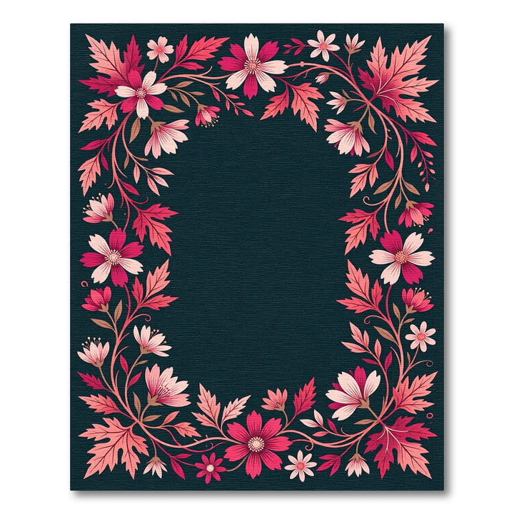 Vibrant Pink Floral Swirl Border Rug