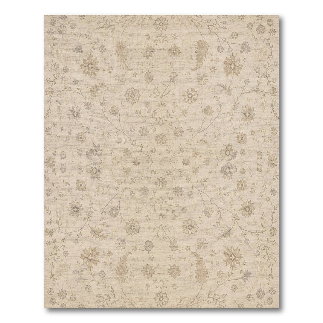 Beige Floral Vintage Area Rug