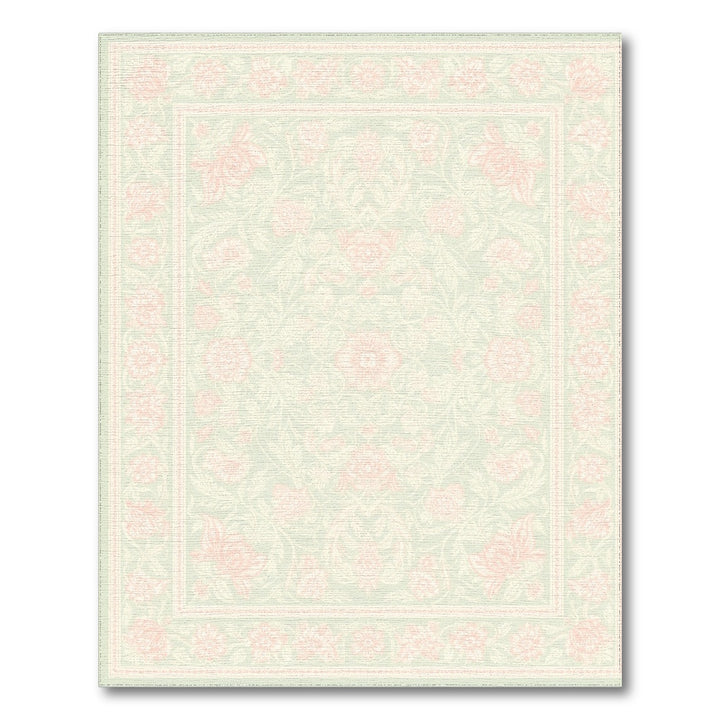 Soft Green Pink Floral Vintage Area Rug