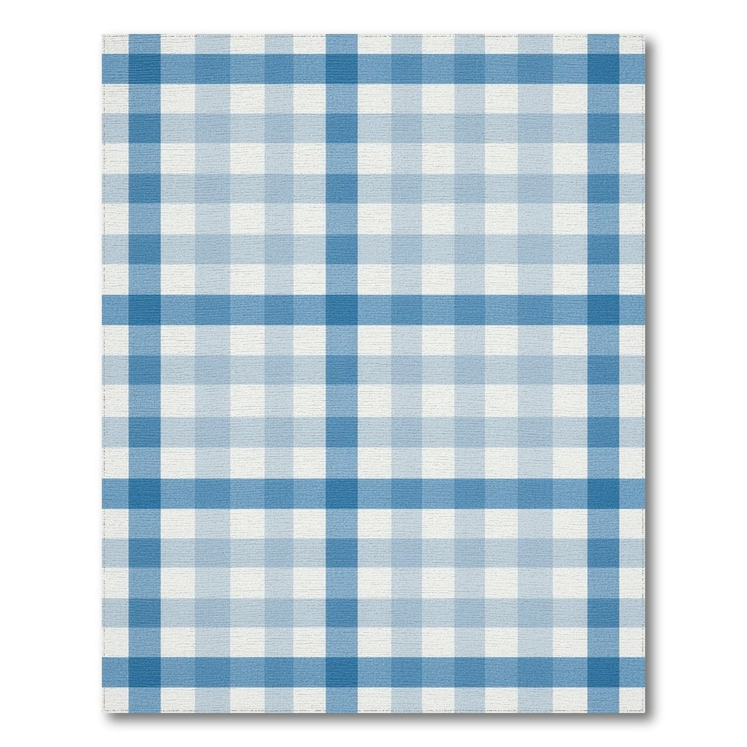 Geometric Modern Gingham Blue Gingham Checkered Area Rug
