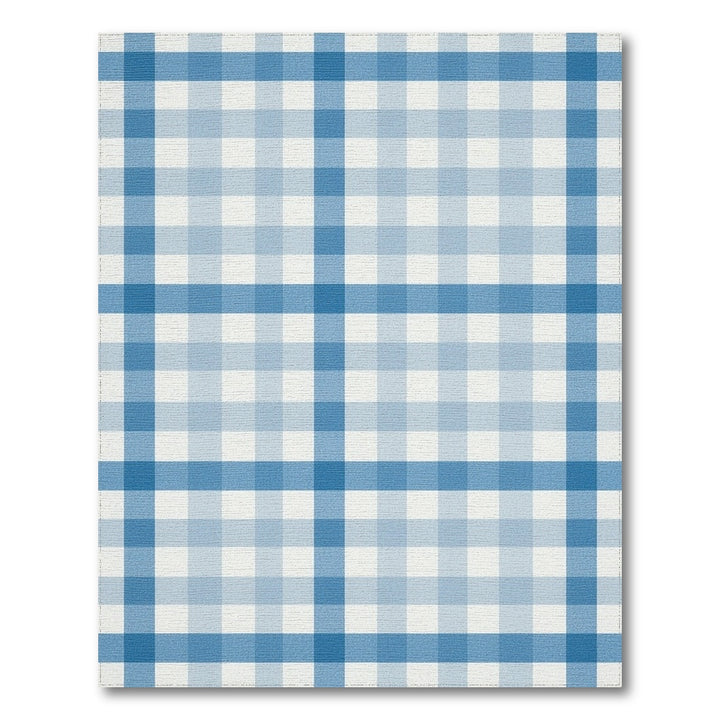 Geometric Modern Gingham Blue Gingham Checkered Area Rug