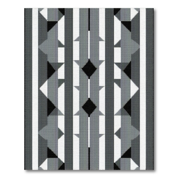 Black White Geometric Striped Area Rug