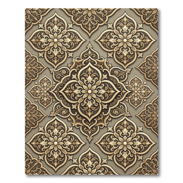 Ornate Gold Arabesque Medallion Rug