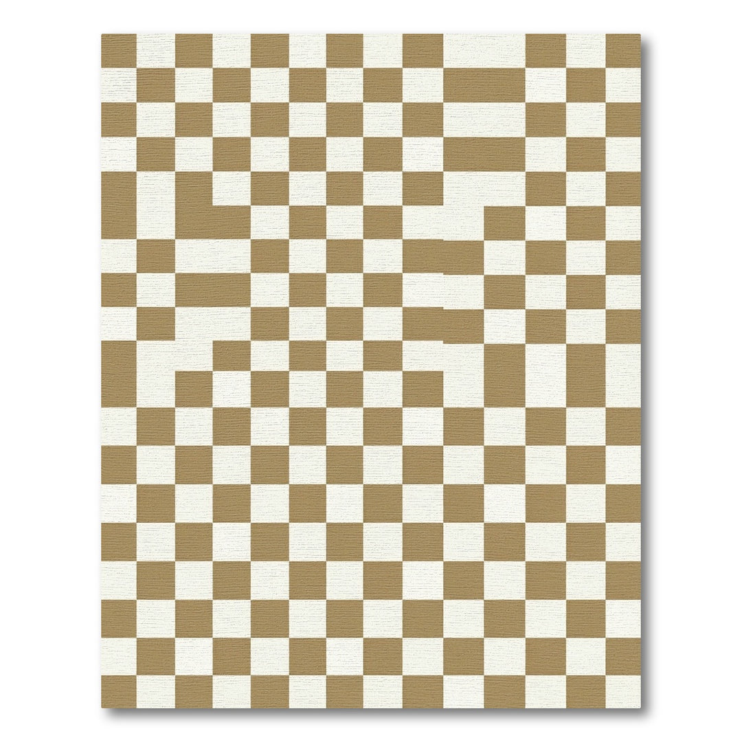 Gold and Cream Checkerboard Field Rug