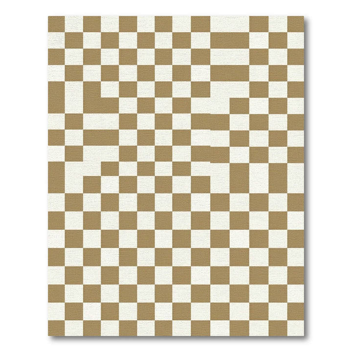 Gold and Cream Checkerboard Field Rug